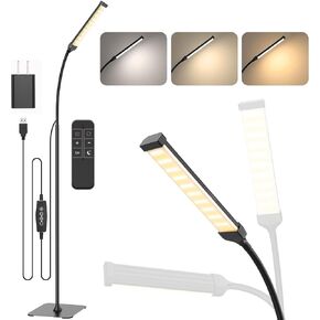 LED Floor Lamp, Reading Lamps Floor Standing [120 LEDs with 3 Color Mode 3000K-6000K & 10 Brightness Setting] Dimmable Desk Light with Flexible Gooseneck for Living Room Bedroom Office