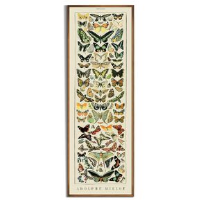Vintage Farmhouse French Country Bedroom Wall Decor Above Bed - 10x30" - Vertical Wall Art Over the Bed - Panoramic Butterfly Pictures Sign - Canvas Oil Painting Long Narrow Millot Papillons Wall Art