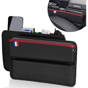 JSCARLIFE Car Seat Gap Filler Organizer Front Seat Gap, Car Seat and Console Storage Box, Auto Interior Organizer Console Catcher Car Accessories with Side Pockets Holds Phones,Cards, Sunglasses