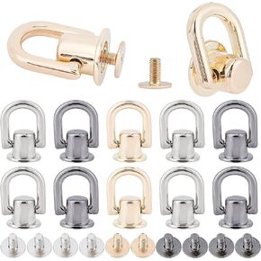 GORGECRAFT 1 Box 40Pcs 2 Colors Rivets with Ring Brass Round Head Screw Rivet Screwback Pull Rings Buttons Free Rotation Rotatable Leather Kit for DIY Handbag Phone Case Belt Dog Collar Accessory