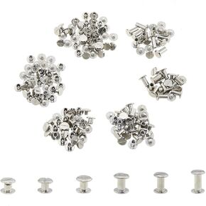 DGZZI 90PCS Leather Screw Solid Belt Buckle Screw M5 Screw Column Nickel Plated Female Rivet Locking Screw for DIY Leather Craft