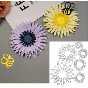 3D Layered Flower Metal Die Cuts,Plant Coneflower Daisy Flower Leaves Bee Frame Wedding Cutting Dies Cut Stencils for DIY Scrapbooking Album Embossing Paper Dies Card Making