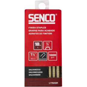 SENCO L17BABR 1-1/2" 18 Gauge 1/4" Crown Finish Staples, Galvanized Finish 1,000 Count Pack