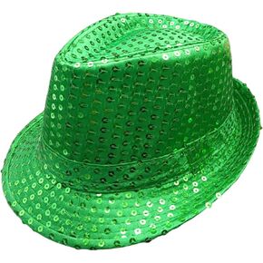 St Patrick's Day Hat Carnival Party Sequin Fedora Hat Irish Green Accessories for Women Men Flashing Hat