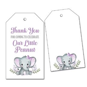 25 Elephant Favor Tags - Thank You for Celebrating Our Little Peanut - Lavender