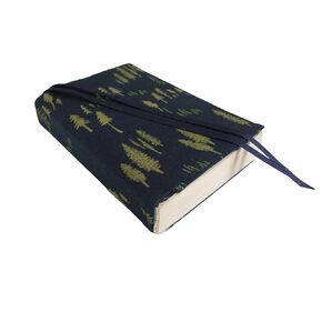 5 Inch Trade Paperback Book Covers for Soft Cover Books 5x7, MIDNIGHT FOREST Navy Fabric Stretch Book Cover for Paperback and Hardcover, Reusable Book Cover Small (Adults)
