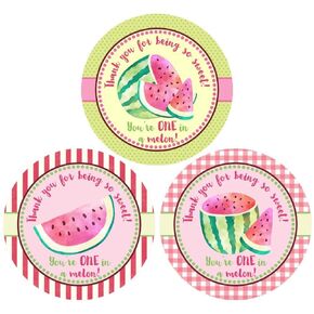 Watermelon Thank You Sticker Labels by Adore By Nat - Girl Children Birthday Baby Shower Party Supplies - Set of 30