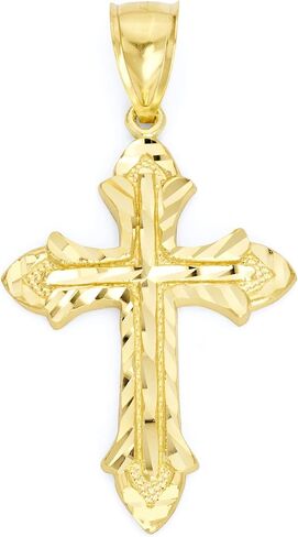 قلادة صليب من الذهب الصلب الحقيقي عيار 10 قيراط للقلادة، مجوهرات صليب بيزنطي ديني للرجال، هدايا مسيحية له in Kuwait