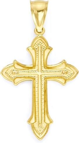 قلادة صليب من الذهب الصلب الحقيقي عيار 10 قيراط للقلادة، مجوهرات صليب بيزنطي ديني للرجال، هدايا مسيحية له in Kuwait