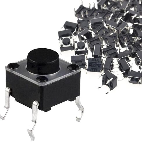100 قطعة زر دفع اللباقة اللمسية 4Pin 6x6x5 مللي متر مفتاح مؤقت عمودي زر مصغر مكونات إلكترونية للوحة PCB in Saudi Arabia