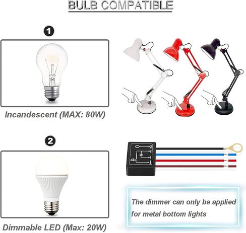 4 قطع 3-Way Touch Dimmer Switch Desk Lamp Sensor Module وحدة التحكم 3-Segment Dimming Mode Dimmer Repair Kit استبدال، مع أغطية الأسلاك in Saudi Arabia