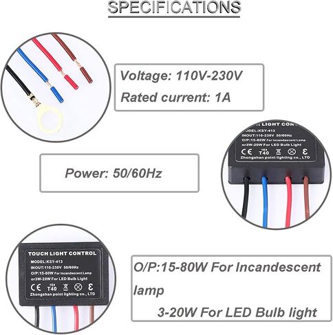 4 قطع 3-Way Touch Dimmer Switch Desk Lamp Sensor Module وحدة التحكم 3-Segment Dimming Mode Dimmer Repair Kit استبدال، مع أغطية الأسلاك in Saudi Arabia