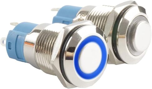 Paialu 4pcs 12mm Latching Push Button Switch, 12V High Head Waterproof Blue Ring LED - 1NO 1NC Round Pushbutton Switch for 0.47" Mounting Hole in Saudi Arabia