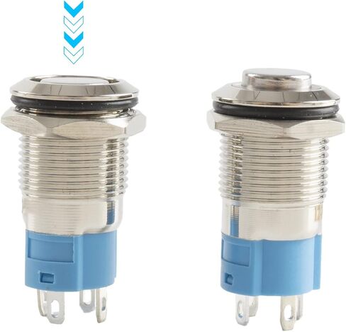 Paialu 4pcs 12mm Latching Push Button Switch, 12V High Head Waterproof Blue Ring LED - 1NO 1NC Round Pushbutton Switch for 0.47" Mounting Hole in Saudi Arabia