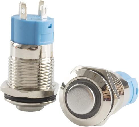 Paialu 4pcs 12mm Latching Push Button Switch, 12V High Head Waterproof Blue Ring LED - 1NO 1NC Round Pushbutton Switch for 0.47" Mounting Hole in Saudi Arabia