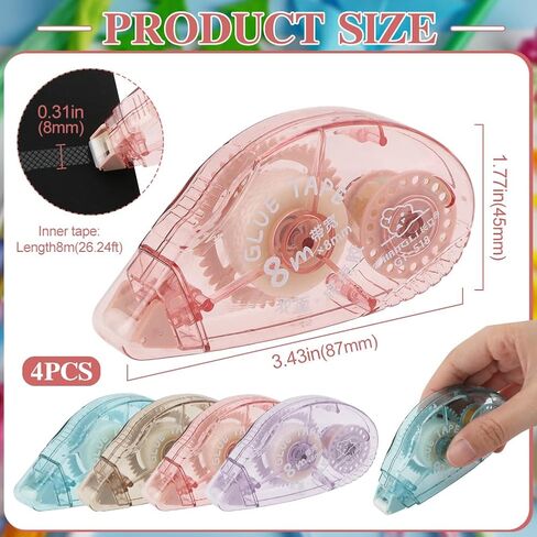 4 عبوات من بكرة الشريط مزدوجة الجوانب، شريط سجل القصاصات، لوازم سجل القصاصات، شريط لاصق لاصق لمشاريع الفنون اليدوية in Kuwait