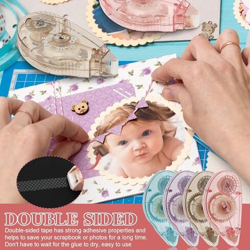 4 عبوات من بكرة الشريط مزدوجة الجوانب، شريط سجل القصاصات، لوازم سجل القصاصات، شريط لاصق لاصق لمشاريع الفنون اليدوية in Kuwait