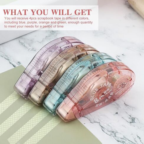 4 عبوات من بكرة الشريط مزدوجة الجوانب، شريط سجل القصاصات، لوازم سجل القصاصات، شريط لاصق لاصق لمشاريع الفنون اليدوية in Kuwait