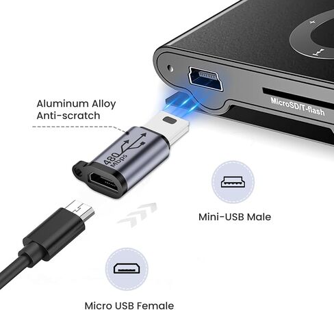 USB C to Mini USB Adapter - 4 Pack Female/Male Convert Connector for Digital Cameras, Computers & GPS in Kuwait