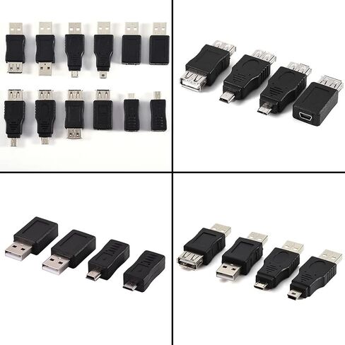 محول USB صغير VGEBY، 12 قطعة محولات USB2.0 متعددة محولات ذكر أنثى صغيرة موصلات تحويل موصل دعم الشحن محول USB صغير إلى محول USB أنثى in Saudi Arabia