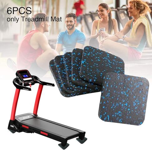 Treadmill Mat Workout Mats for Home Gym, Noise Reduction Anti Vibration Treadmill Stationary Bike Mats Rubber Treadmill Mat(Black+Blue 6) in Saudi Arabia
