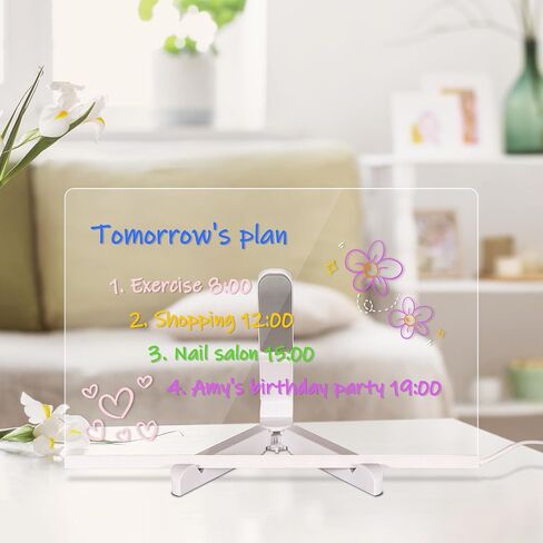LED Note Board with Colors, Glowing Acrylic Dry Erase Board, Light Up LED Letter Message Board, Clear Desktop Glow Memo Note White Board Drawing Board with Stand and 7 Markers for Gift (11.8 * 7.9in) in Saudi Arabia