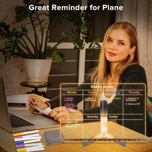 LED Note Board with Colors, Glowing Acrylic Dry Erase Board, Light Up LED Letter Message Board, Clear Desktop Glow Memo Note White Board Drawing Board with Stand and 7 Markers for Gift (11.8 * 7.9in) in Saudi Arabia