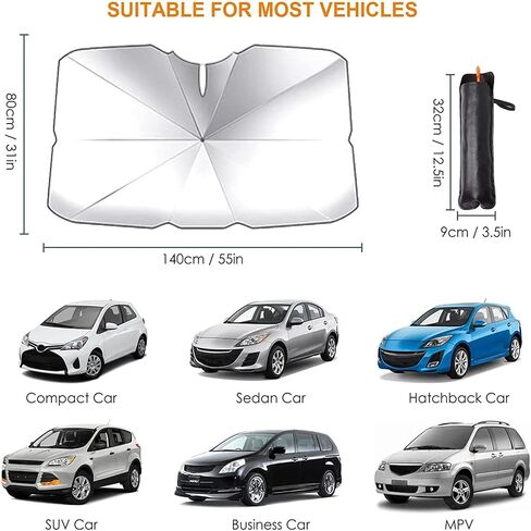 Car Windshield Sunshade Umbrella, Foldable Car Windshield Sun Shade Cover, UV Block Coating, Front Window Heat Insulation Protection in Saudi Arabia