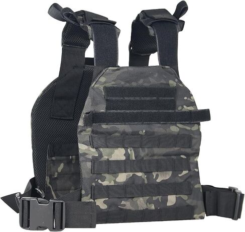 Tactical Adjustable Weighted Vest for Men and Women WODs, Strength Endurance Training Fitness Workouts Running - Quick Release, Molle System in Saudi Arabia
