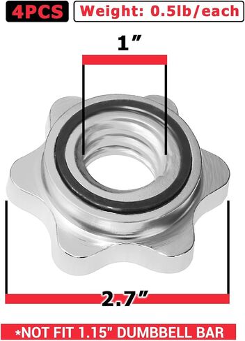 A2ZCARE Standard Barbells Spin Lock الياقات الدمبل - برغي طوق قفل دوار - غطاء صامولة سداسية 25 مم لتمارين رفع الأثقال واللياقة البدنية in Kuwait