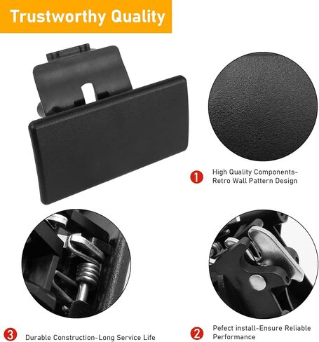 Moonlinks متوافقة مع GMC Canyon/Chevy Colorado Glove Box Latch Handle 2004-2012، لـ Hummer H3 2006-2010 مجموعة استبدال مقبض مزلاج مقصورة القفازات، OEM 10391626، مزلاج غطاء صندوق القفازات الأسود in Kuwait