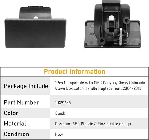 Moonlinks متوافقة مع GMC Canyon/Chevy Colorado Glove Box Latch Handle 2004-2012، لـ Hummer H3 2006-2010 مجموعة استبدال مقبض مزلاج مقصورة القفازات، OEM 10391626، مزلاج غطاء صندوق القفازات الأسود in Kuwait