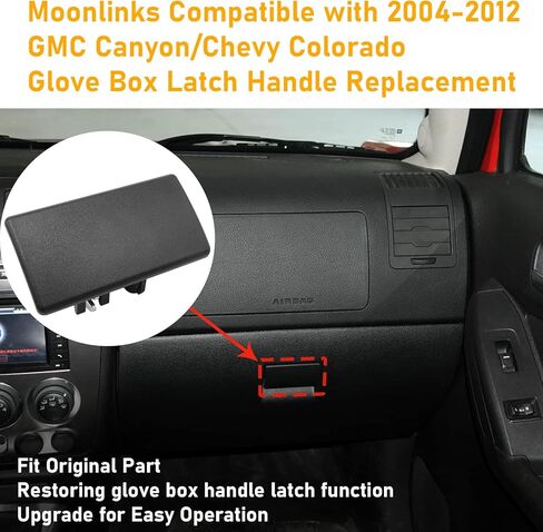 Moonlinks متوافقة مع GMC Canyon/Chevy Colorado Glove Box Latch Handle 2004-2012، لـ Hummer H3 2006-2010 مجموعة استبدال مقبض مزلاج مقصورة القفازات، OEM 10391626، مزلاج غطاء صندوق القفازات الأسود in Kuwait