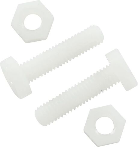 20 Pair Nylon Hex Bolts, M8x25mm Thread, Plastic White Hex Head Cap Screws and Nuts Set in Saudi Arabia