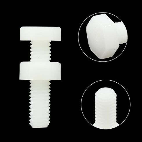 20 Pair Nylon Hex Bolts, M8x25mm Thread, Plastic White Hex Head Cap Screws and Nuts Set in Saudi Arabia
