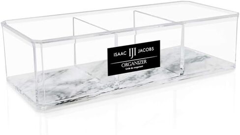 Isaac Jacobs Clear Acrylic 3 Section Organizer- Three Compartment Drawer Tray and Storage Solution for Office, Bathroom, Kitchen, Supplies, and More (Marble) in Saudi Arabia