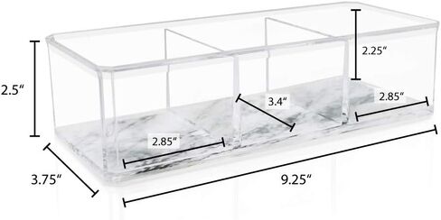 Isaac Jacobs Clear Acrylic 3 Section Organizer- Three Compartment Drawer Tray and Storage Solution for Office, Bathroom, Kitchen, Supplies, and More (Marble) in Saudi Arabia
