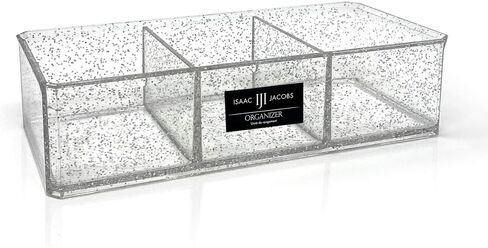 Isaac Jacobs Clear Acrylic 3 Section Organizer- Three Compartment Drawer Tray and Storage Solution for Office, Bathroom, Kitchen, Supplies, and More (Marble) in Saudi Arabia