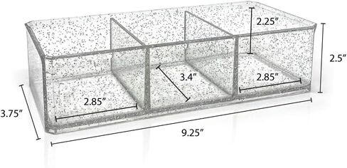 Isaac Jacobs Clear Acrylic 3 Section Organizer- Three Compartment Drawer Tray and Storage Solution for Office, Bathroom, Kitchen, Supplies, and More (Marble) in Saudi Arabia