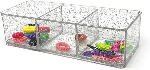 Isaac Jacobs Clear Acrylic 3 Section Organizer- Three Compartment Drawer Tray and Storage Solution for Office, Bathroom, Kitchen, Supplies, and More (Marble) in Saudi Arabia
