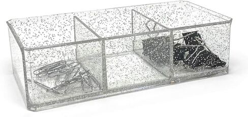 Isaac Jacobs Clear Acrylic 3 Section Organizer- Three Compartment Drawer Tray and Storage Solution for Office, Bathroom, Kitchen, Supplies, and More (Marble) in Saudi Arabia