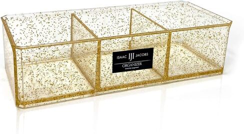 Isaac Jacobs Clear Acrylic 3 Section Organizer- Three Compartment Drawer Tray and Storage Solution for Office, Bathroom, Kitchen, Supplies, and More (Marble) in Saudi Arabia