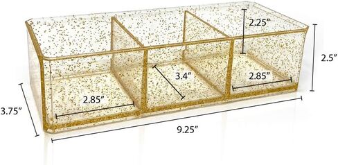 Isaac Jacobs Clear Acrylic 3 Section Organizer- Three Compartment Drawer Tray and Storage Solution for Office, Bathroom, Kitchen, Supplies, and More (Marble) in Saudi Arabia