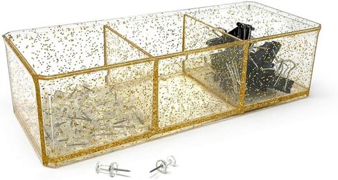 Isaac Jacobs Clear Acrylic 3 Section Organizer- Three Compartment Drawer Tray and Storage Solution for Office, Bathroom, Kitchen, Supplies, and More (Marble) in Saudi Arabia