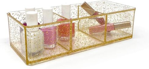 Isaac Jacobs Clear Acrylic 3 Section Organizer- Three Compartment Drawer Tray and Storage Solution for Office, Bathroom, Kitchen, Supplies, and More (Marble) in Saudi Arabia