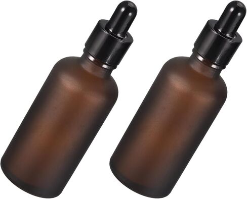 قطعتان من زجاجة قطارة زجاجية سعة 1.69 أونصة (50 مل) مع قطارة عين زجاجية مناسبة للزيوت العطرية والعطور وزجاجات السفر لمستحضرات التجميل والمواد الكيميائية المخبرية، باللون الأسود in Kuwait