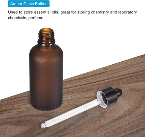 قطعتان من زجاجة قطارة زجاجية سعة 1.69 أونصة (50 مل) مع قطارة عين زجاجية مناسبة للزيوت العطرية والعطور وزجاجات السفر لمستحضرات التجميل والمواد الكيميائية المخبرية، باللون الأسود in Kuwait