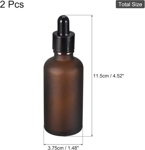 قطعتان من زجاجة قطارة زجاجية سعة 1.69 أونصة (50 مل) مع قطارة عين زجاجية مناسبة للزيوت العطرية والعطور وزجاجات السفر لمستحضرات التجميل والمواد الكيميائية المخبرية، باللون الأسود in Kuwait