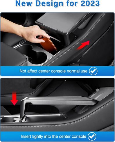 صينية وحدة التحكم المركزية للسيارة لطراز تسلا 3 / موديل Y 2020-2024 طاولة تناول الطعام متعددة الوظائف صينية طعام ومسند للذراع منظم مقاوم للغبار موديل 3 موديل Y ملحقات داخلية باللون الرمادي in Kuwait