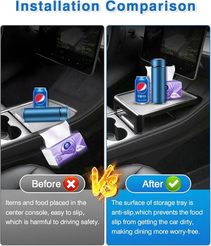 صينية وحدة التحكم المركزية للسيارة لطراز تسلا 3 / موديل Y 2020-2024 طاولة تناول الطعام متعددة الوظائف صينية طعام ومسند للذراع منظم مقاوم للغبار موديل 3 موديل Y ملحقات داخلية باللون الرمادي in Kuwait